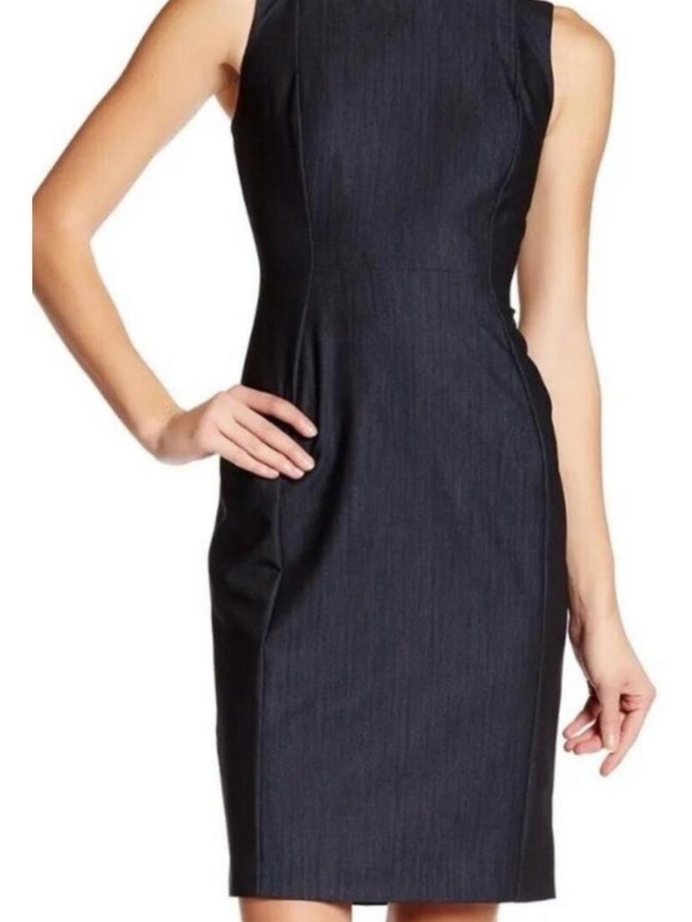 Calvin Klein Black Sheath Dress - Sleeveless Midi Size 4